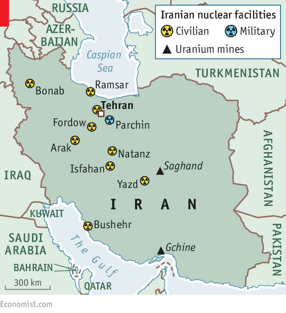 mappa dei siti nucleari iraniani